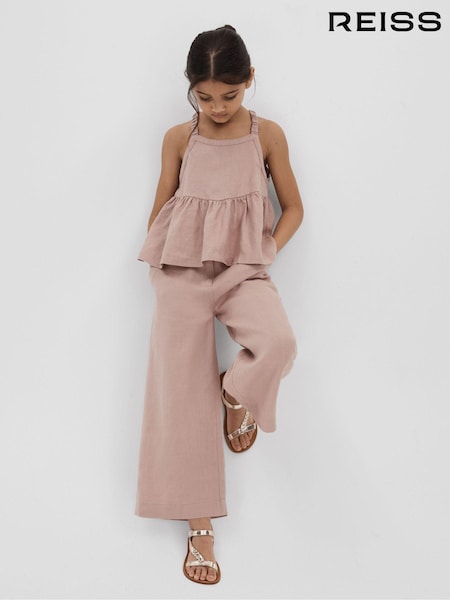 Reiss Pink Dani 9-13 yrs Linen Peplum Top (B90488) | kr702