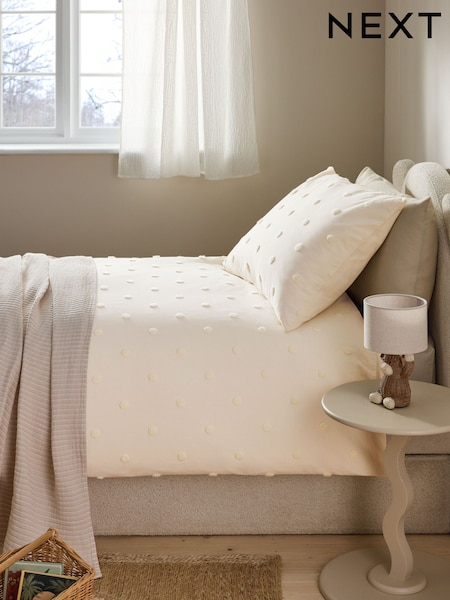 Natural Tufted Spot 100% Cotton Duvet Cover and Pillowcase Set (B90708) | 157 QAR - 221 QAR