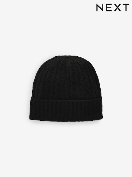 Black Cable Knit Beanie Hat (1-16yrs) (B90727) | AED16 - AED30