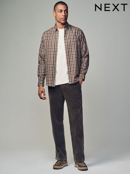 Темный хаки - Corduroy Chino Trousers (B90788) | €17