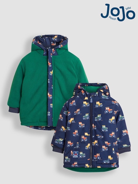 Jojo Maman Bébé Print Reversible Fleece Lined Jacket (B90836) | 20 560 Ft - 21 600 Ft