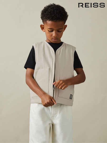 Off White - Reiss Hayes Cotton Quilted Gilet (B90869) | 75 €