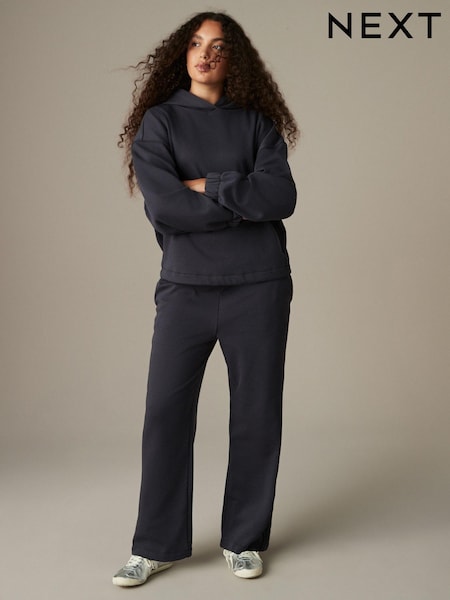 Ink Soft Touch Fleece Lined Heavyweight Wide Leg Joggers (B90904) | AED71