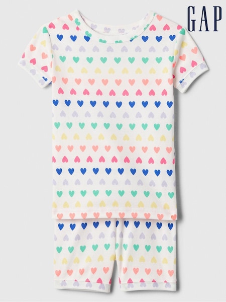 Gap White Heart Cotton Short Pyjama Set (6mths-5yrs) (B90910) | €8