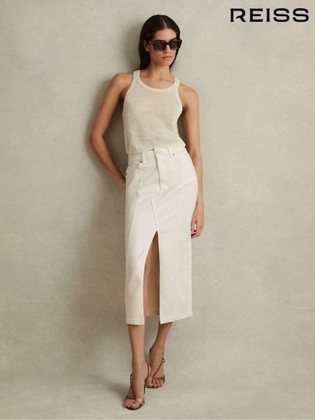 Reiss Danica High Rise Denim Midi Skirt (B90929) | ‏1,006‏₪