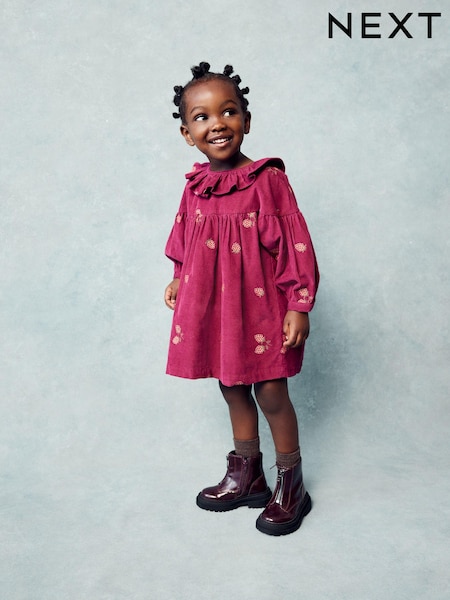 Roz zmeuriu - Embroidered Collar 100% Cotton Dress (3mths-8yrs) (B90954) | 121 LEI - 156 LEI