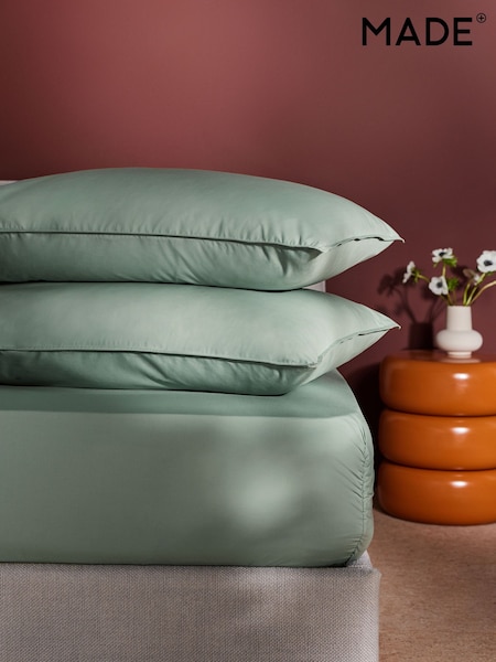 MADE.COM Sage Green Cosy Washed Cotton Pillowcase Set of 2 (B90971) | €20