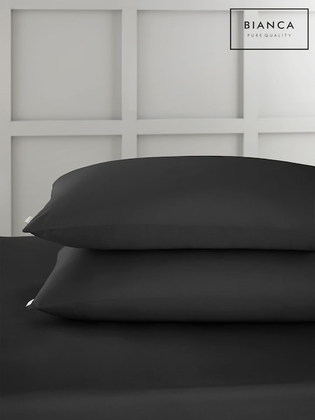 Bianca Set of 2 Black 400 Thread Count 100% Cotton Sateen Pillowcases (B90992) | €15