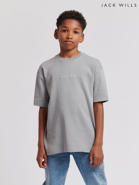Jack Wills Grey Boys Loose Fit Debdon 100% Cotton T-Shirt (B91112) | €33 - €39