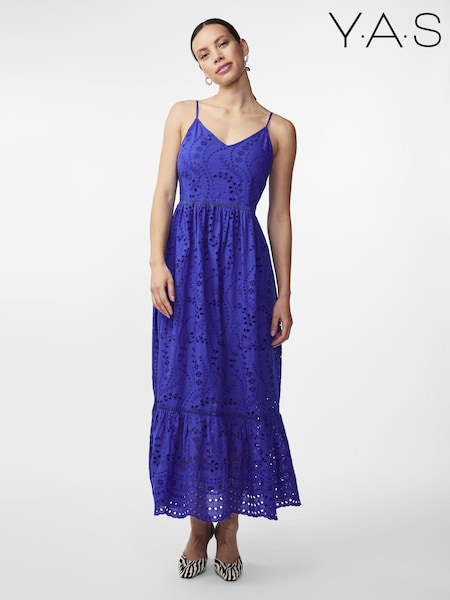 Y.A.S Blue Broderie Maxi Sun Dress (B91176) | €53
