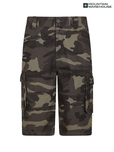 Vihreä - Mountain Warehouse Mens Camo 100% Cotton Lightweight Cargo Shorts (B91182) | €52