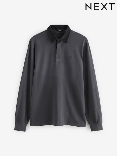 Slate Grey Long Sleeve Rugby Shirt (B91287) | 69 QAR