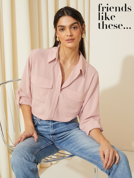 Friends Like These Long Sleeve Utility Style Button Through Shirt (B91378) | 118 LEI