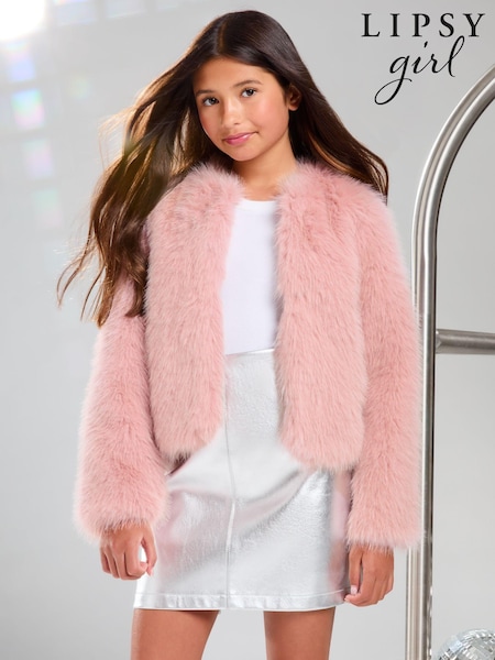 Lipsy Pink Faux Fur Coat (5-16yrs) (B91480) | AED133 - AED159