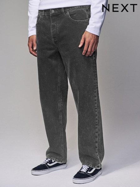 Black Acid Washed Relaxed Fit Vintage Stretch Authentic Jeans (B91589) | € 20