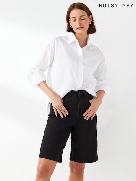 NOISY MAY Relaxed Fit Longer Length Denim Jort Shorts (B91613) | 93 LEI