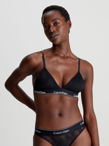 Черный - Calvin Klein Plain Slogan Triangle 100% Cotton Bra (B91723) | €57