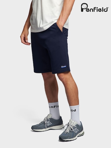 Penfield Blue Navy Mens Original Logo Sweat Shorts (B91731) | ₪327