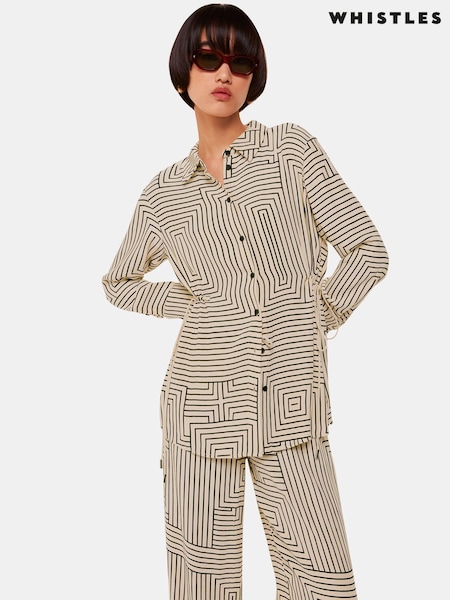 Whistles White Angled Stripe Tie Detail Shirt (B91867) | €63