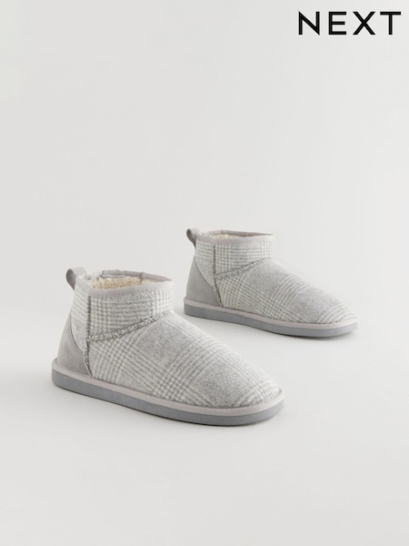 Grey Checked Boots Slippers (B91869) | AED61