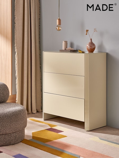 MADE.COM Ecru White Eleni 3 Drawer Chest of Drawers (B92088) | €756