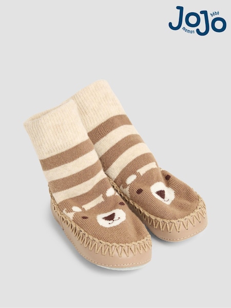 JoJo Maman Bébé Brown Bear Moccasin Slipper Socks (B92131) | €20