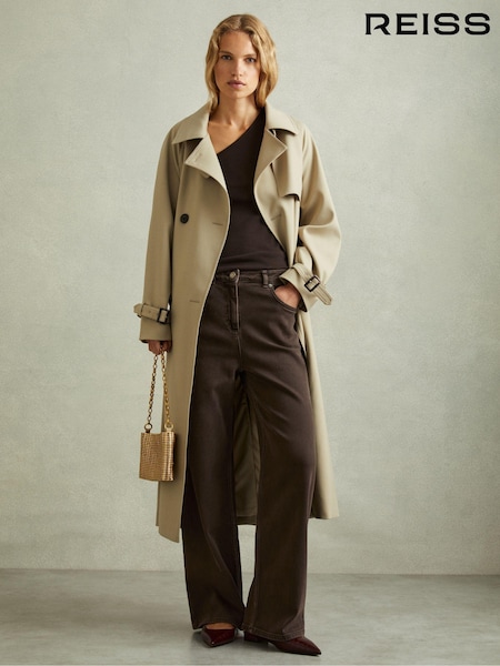 Schokoladenbraun - Reiss Layla Relaxed Garment Dyed Wide Leg Jeans (B92364) | 215 €