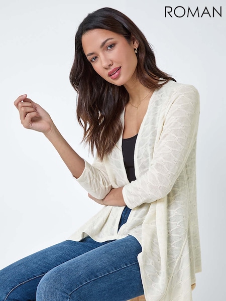 Roman Textured Waterfall Knit Cardigan (B92399) | R$ 385