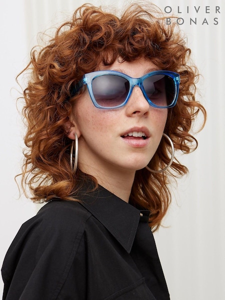 Oliver Bonas Crystal Square Sunglasses (B92491) | 108 LEI
