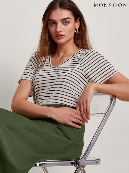 Monsoon Saskia Stripe T-Shirt (B92544) | 139 LEI