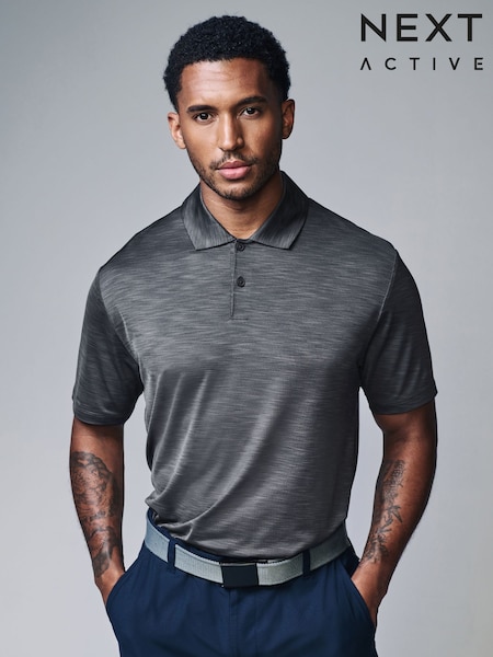 Slate Grey Active Golf Mesh Training Polo Shirt (B92566) | AED87