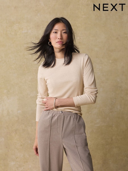 Oatmeal Marl Long Sleeve Ribbed T-Shirt (B92721) | €14