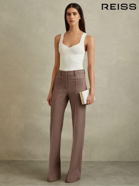Reiss Mink Neutral Claude High Rise Flared Trousers (B92731) | €228