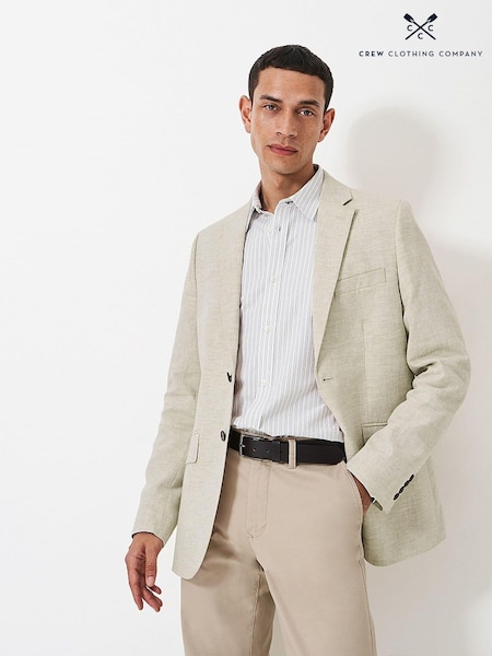 Crew Clothing Natural Birdseye Linen Blend Jersey Blazer (B92857) | €108