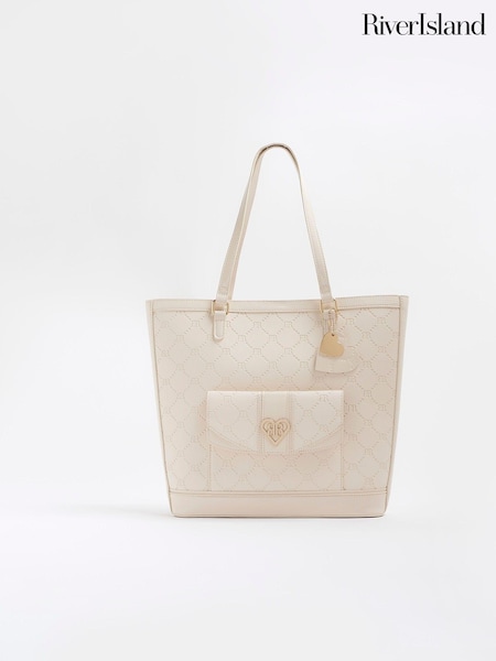 River Island Cream Girls Embossed Pocket Shopper Bag (B92860) | €15