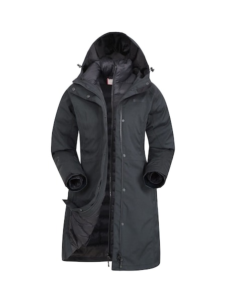 Negro - Mountain Warehouse Womens Alaskan 3-In-1 Waterproof Long Jacket (B92905) | 248 €