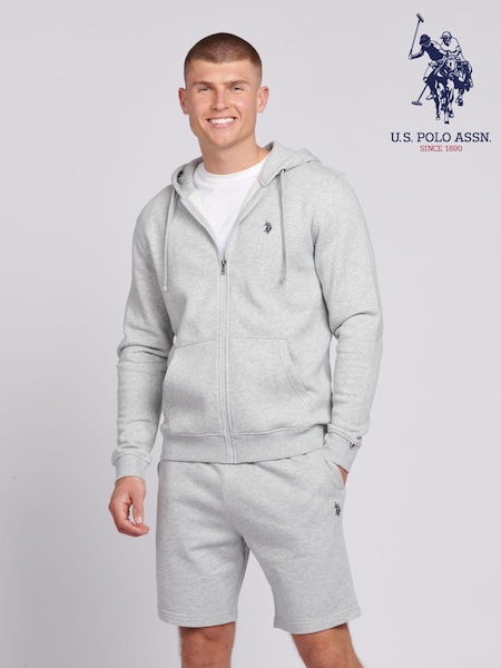 U.S. Polo Assn. Grey Mens Classic Fit 100% Cotton Double Horsemen Zip Up Hoodie (B93018) | R$ 690
