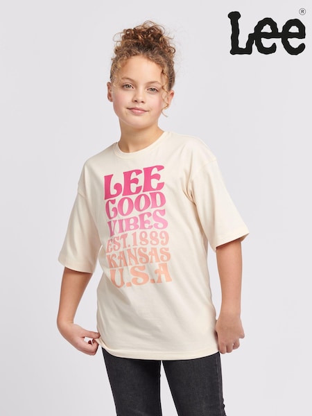 Lee Cream Girls Loose Fit 100% Cotton Ombre Graphic T-Shirt (B93027) | €36 - €43