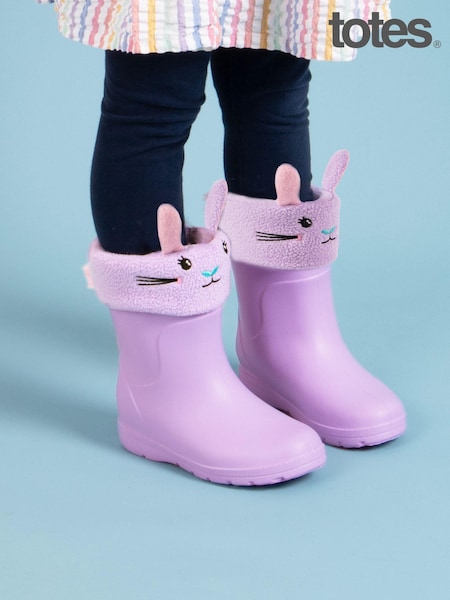 Totes Purple Childrens Bunny Welly Liner Socks (B93035) | R$ 120