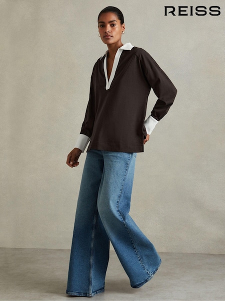 Reiss Aspen Oversized Cotton Open Collar Jumper (B93043) | ‏850 د.إ.‏