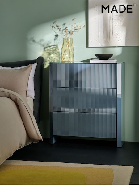 MADE.COM Blue Glass Eleni 3 Drawer Chest of Drawers (B93143) | €756