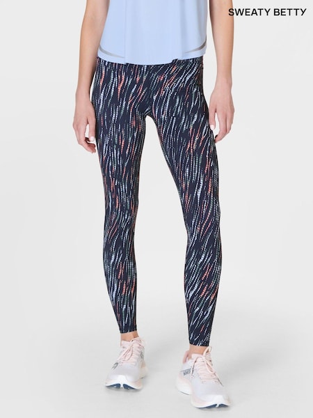 Sweaty Betty Blue Ripple Tie Dye Print Full Length Aerial Core Workout Leggings (B93179) | €60