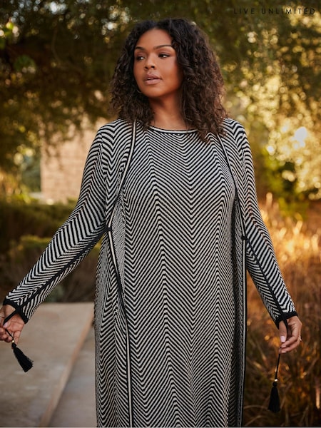 Live Unlimited Black Curve Chevron Knitted Dress (B93229) | €28