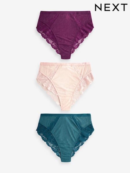 Plum Violetti/Sinivihreä Sininen/Light Vaaleanpunainen - Lace Trim Knickers 3 Pack (B93274) | €27
