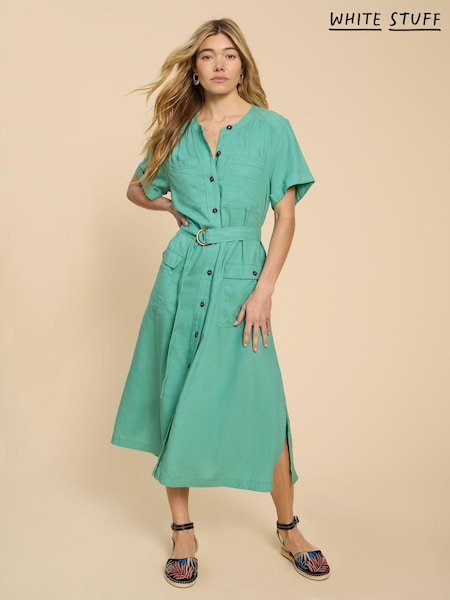 White Stuff Blue Hazel Linen Blend Shirt Dress (B93287) | €56