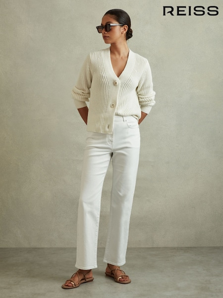 Reiss White Selin Mid Rise Straight Leg Jeans (B93339) | $245