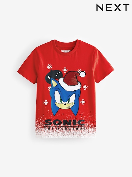 Red Licensed Sonic Christmas 100% Cotton T-Shirt (3-16yrs) (B93424) | 48 QAR - 58 QAR