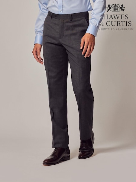 Hawes & Curtis Slim Grey Twill Suit Trousers (B93499) | 297 QAR