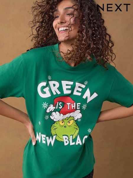 Green The Grinch Christmas License 100% Cotton T-Shirt (B93537) | €12