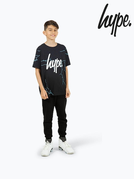 Hype. Boys Lightning 100% Cotton Black T-shirt (B93585) | ‏10 د.ك.‏
